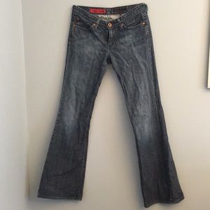 Blue denim bell bottom jeans